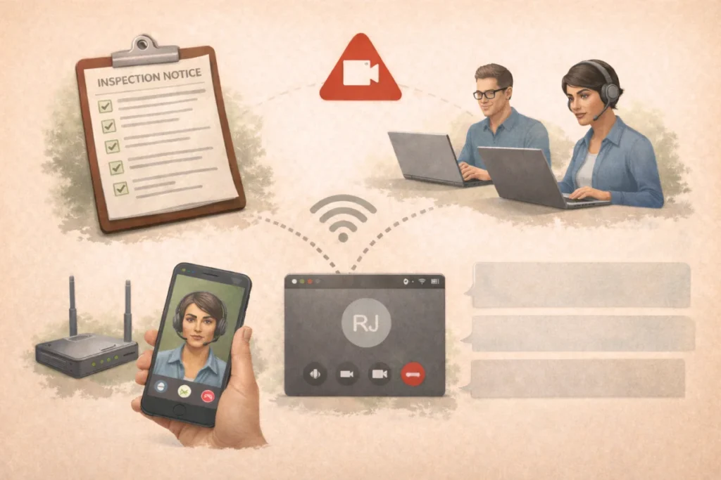 An illustration of the remote virtual inspection process.