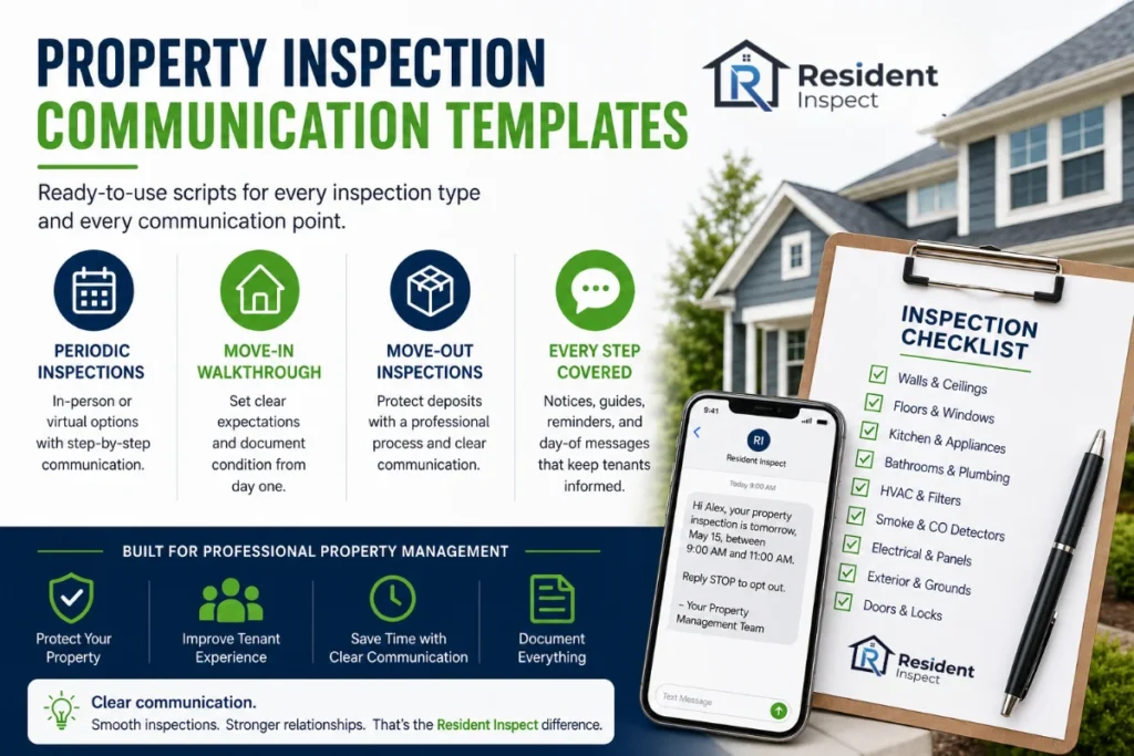Property inspection communication templates and scripts for tenant preparation