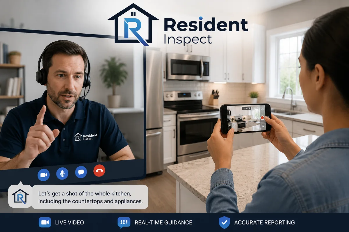 A trained specialist guiding a resident through a live video property inspection