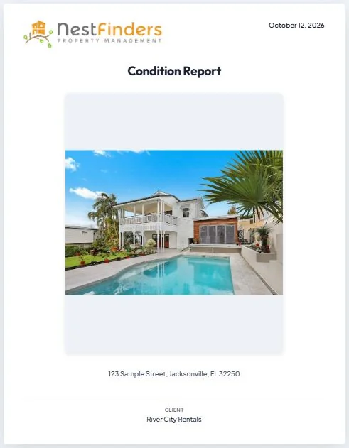 Custom branded condition report cover template example